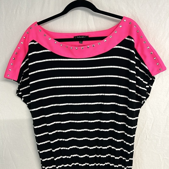 Baby Phat Black White and Pink Low Back Stretch Dress Size 1X - Picture 2 of 10